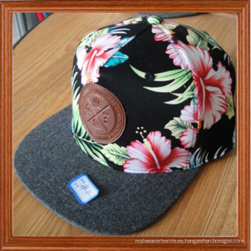 Gorra de camionero Cutom con gorra snapback con parche de cuero